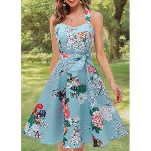 TopDress Retro 50s Halter Rockabilly Pinup Vintage Mint Dress XL